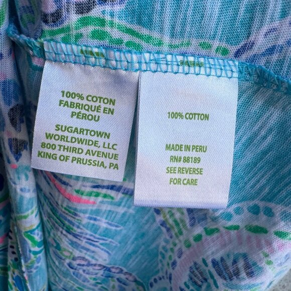 Lilly Pulitzer Short Sleeve V-Neck Tropical Turtles 100% Cotton T-Shirt Size S - Picture 4 of 7